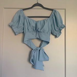 Lyaner Ruffle Sleeve Crop Top